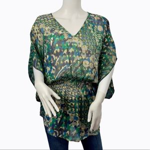 Parker Silk Dolman Multicolored Batwing Blouse